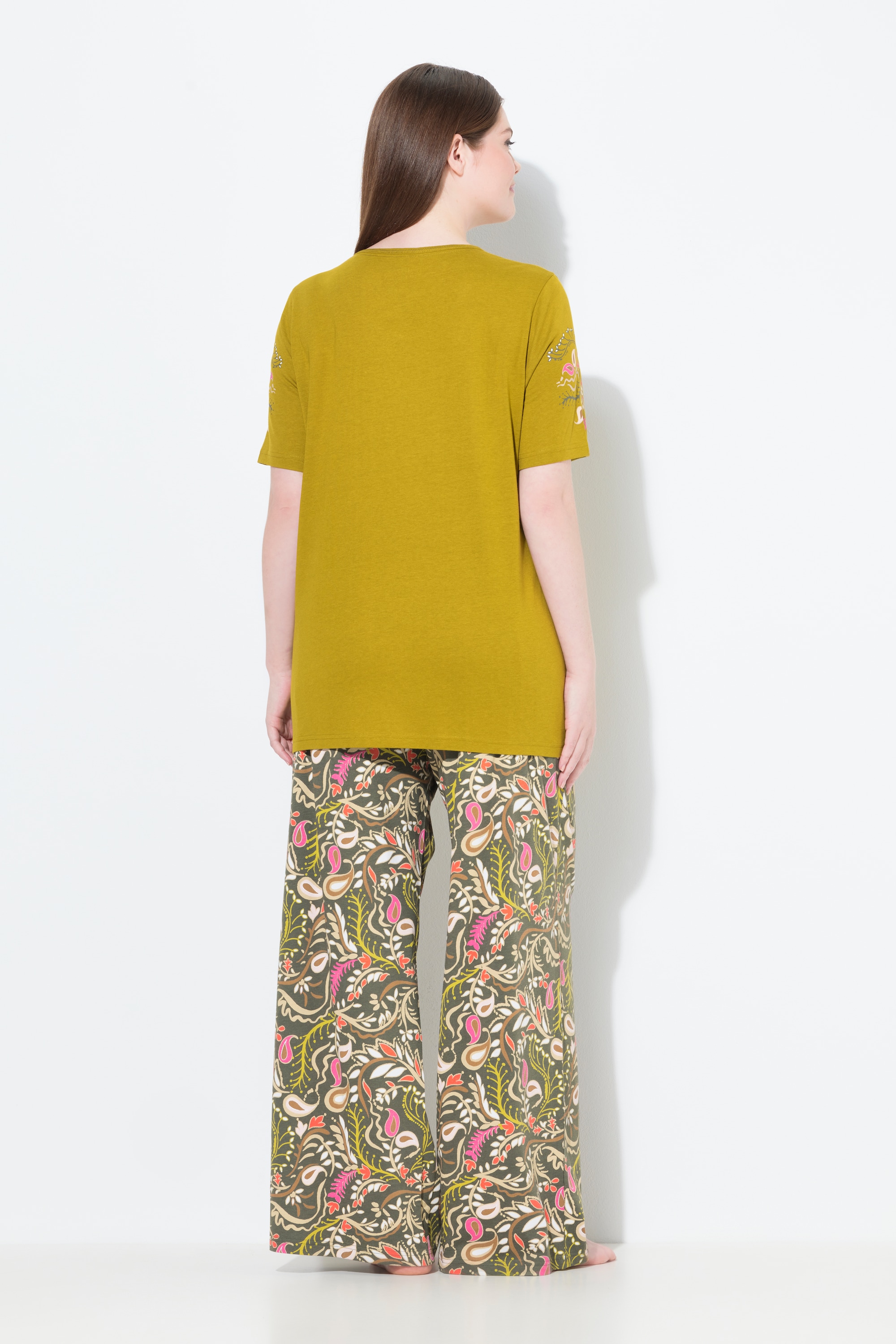 Ulla Popken Damen große Größen Pyjama Paisleymuster Rundhals Halbarm 839182