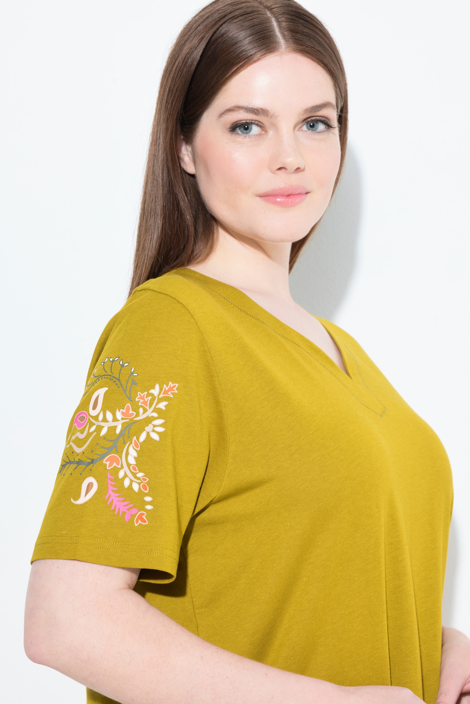 Ulla Popken Damen große Größen Bigshirts 2er Pack Paisley V Ausschnitt
