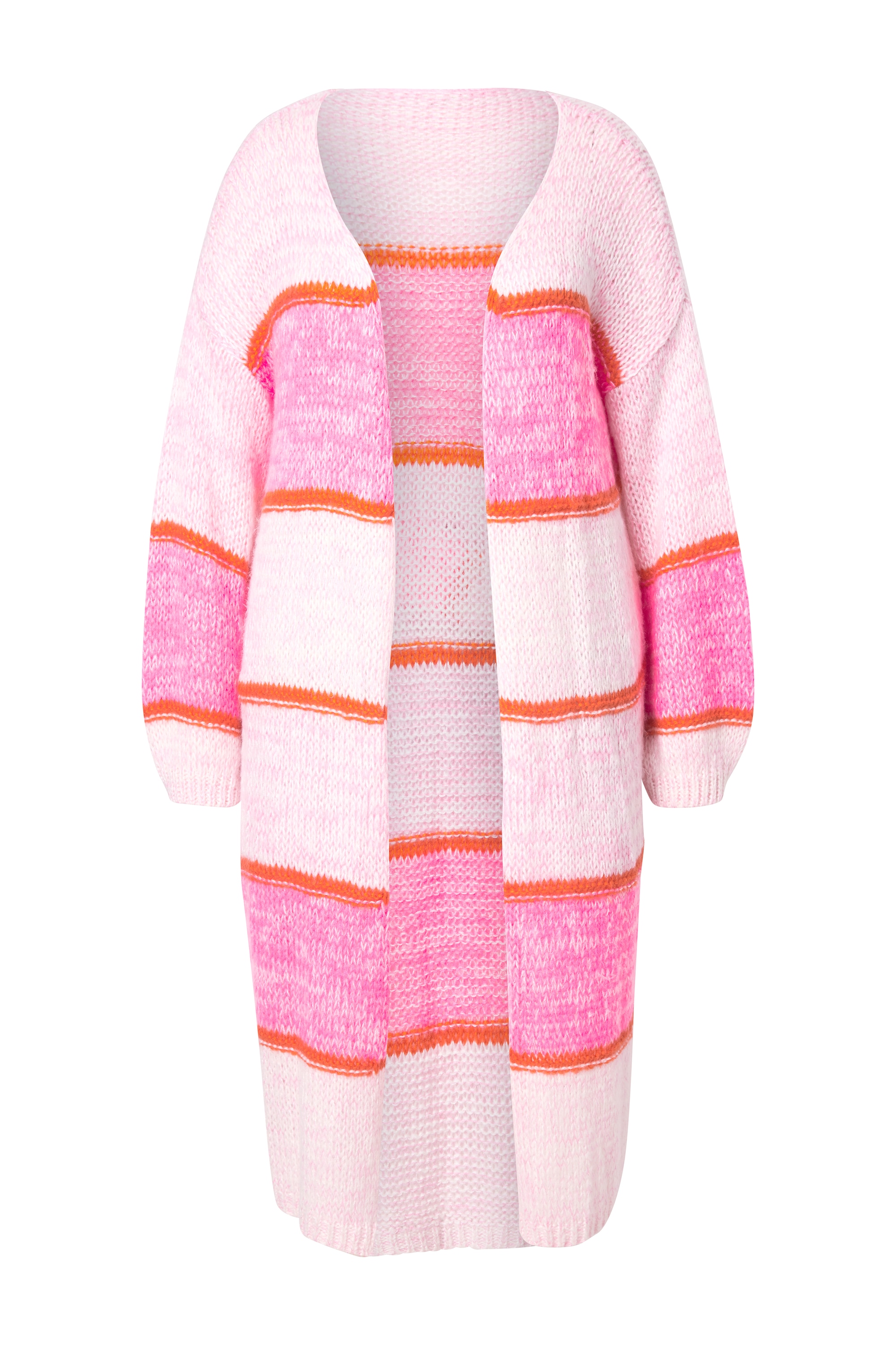 Angel of Style Damen große Größen Strickjacke lang Neonstreifen