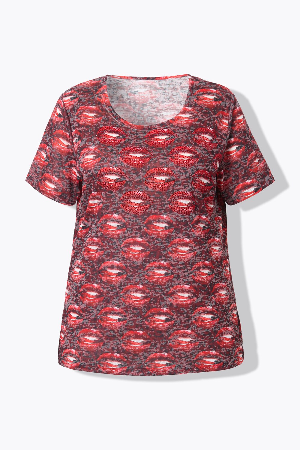 Stora storlekar T-shirt, Dam, röd, storlek: 50, Polyester/Viskos, Angel of Style