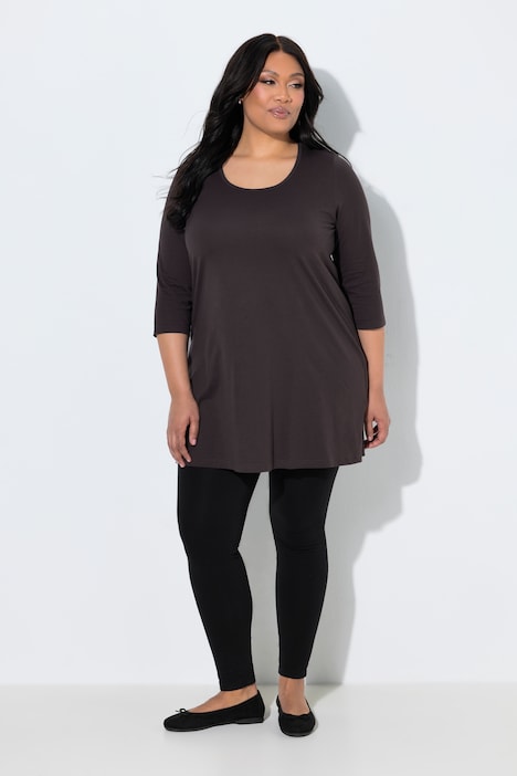 Longshirt, A-lijn, ronde hals, 3/4-mouwen