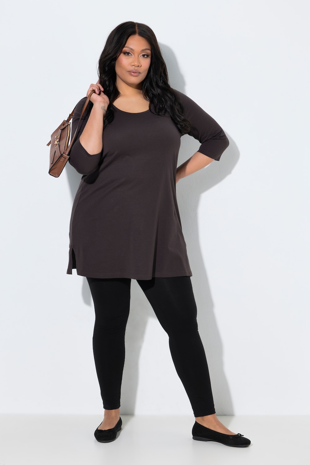 Longshirt, A-Linie, Rundhalsausschnitt, 3/4-Arm