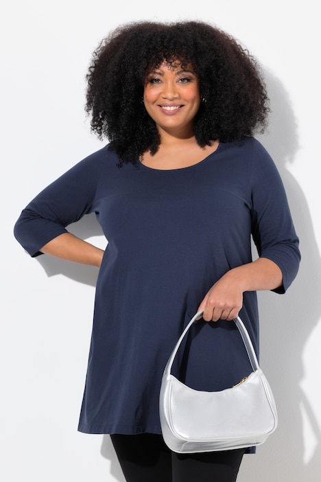 Classic A-Line 3/4 Sleeve Round Neck Knit Tunic