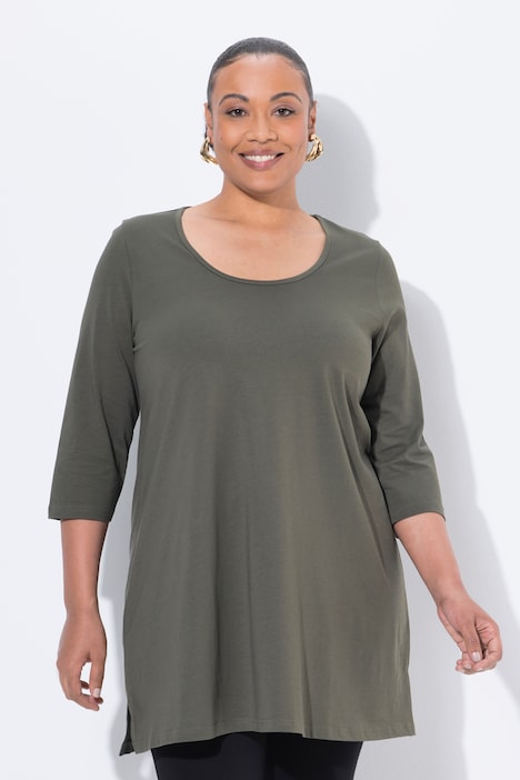 Longshirt, A-lijn, ronde hals, 3/4-mouwen