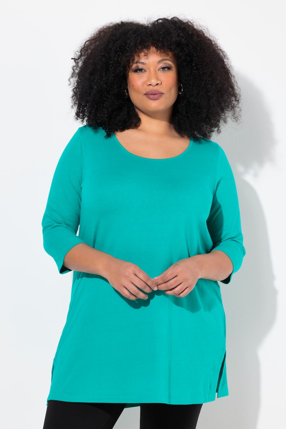 Große Größen Longshirt, Damen, türkis, Größe: 46/48, Baumwolle, Ulla Popken