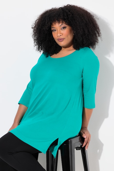 Classic A-Line 3/4 Sleeve Round Neck Knit Tunic