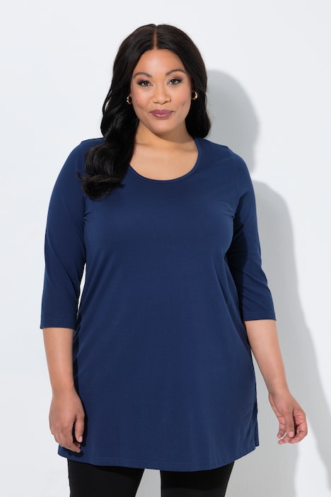 Longshirt, A-lijn, ronde hals, 3/4-mouwen