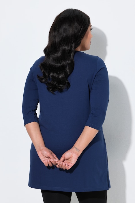Longshirt, A-lijn, ronde hals, 3/4-mouwen