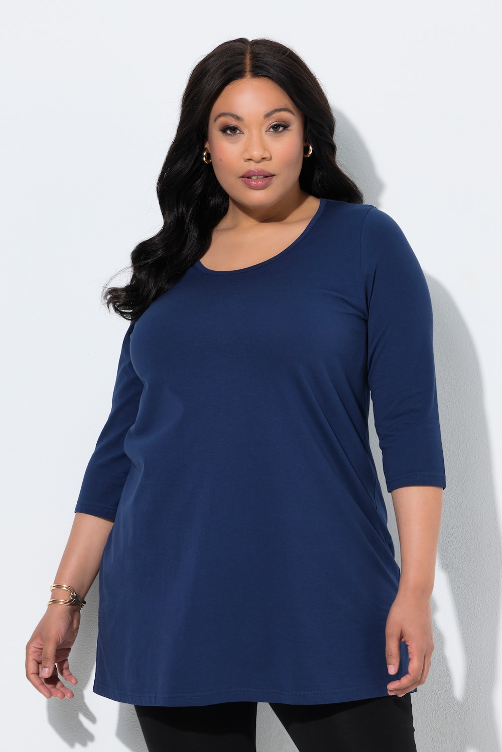 Longshirt, A-Linie, Rundhalsausschnitt, 3/4-Arm