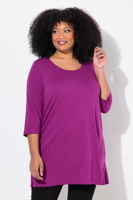 Classic A-Line 3/4 Sleeve Round Neck Knit Tunic