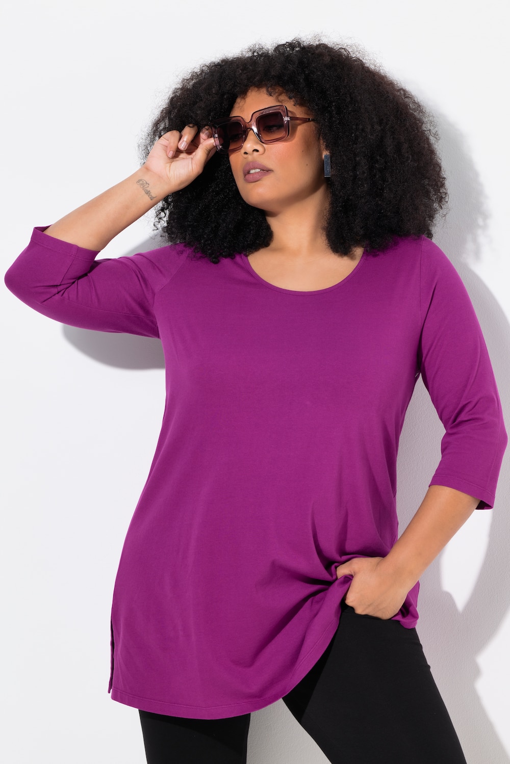 Große Größen Longshirt, Damen, rosa, Größe: 46/48, Baumwolle, Ulla Popken