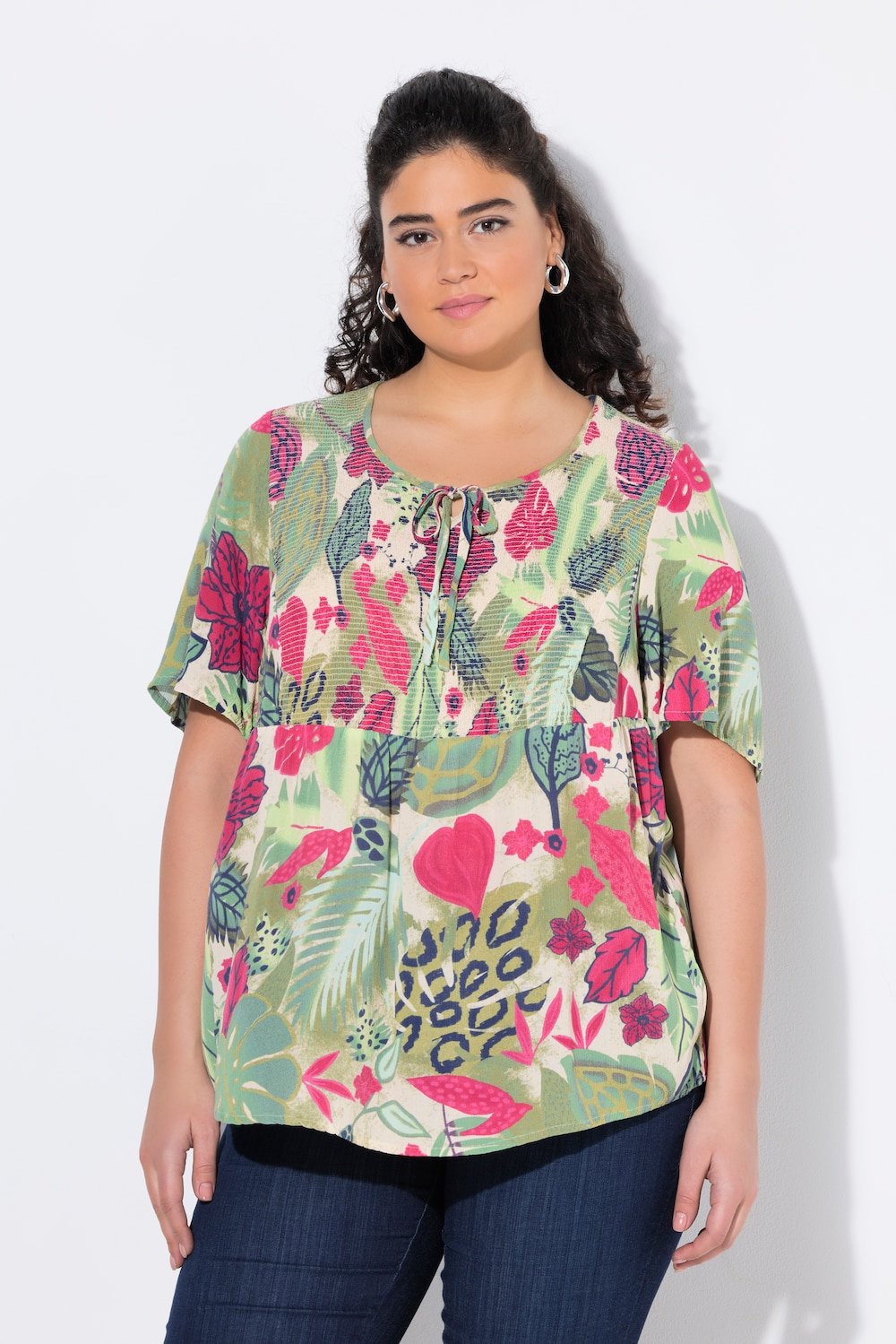 Große Größen Smok-Bluse, Damen, beige, Größe: 42/44, Viskose, Ulla Popken