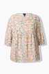 Chemisier, motif floral, coupe évasée, manches 3/4