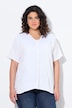 Blusa de muselina, oversize, pliegues pespunteados, cuello en V, media manga
