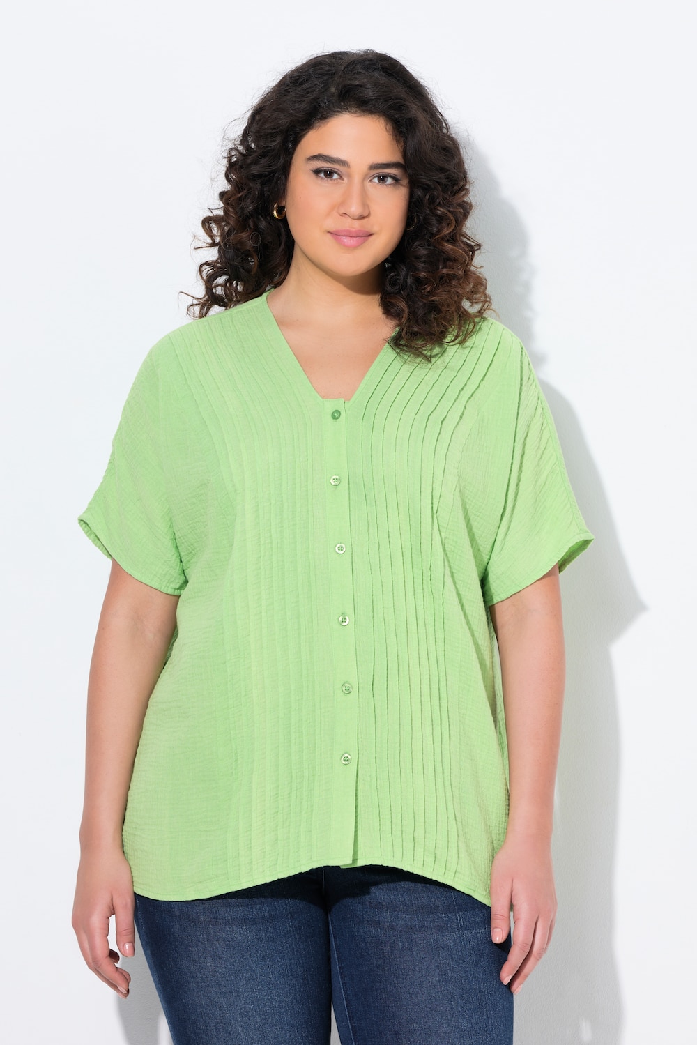 Große Größen Musselin-Bluse, Damen, grün, Größe: 62/64, Baumwolle, Ulla Popken