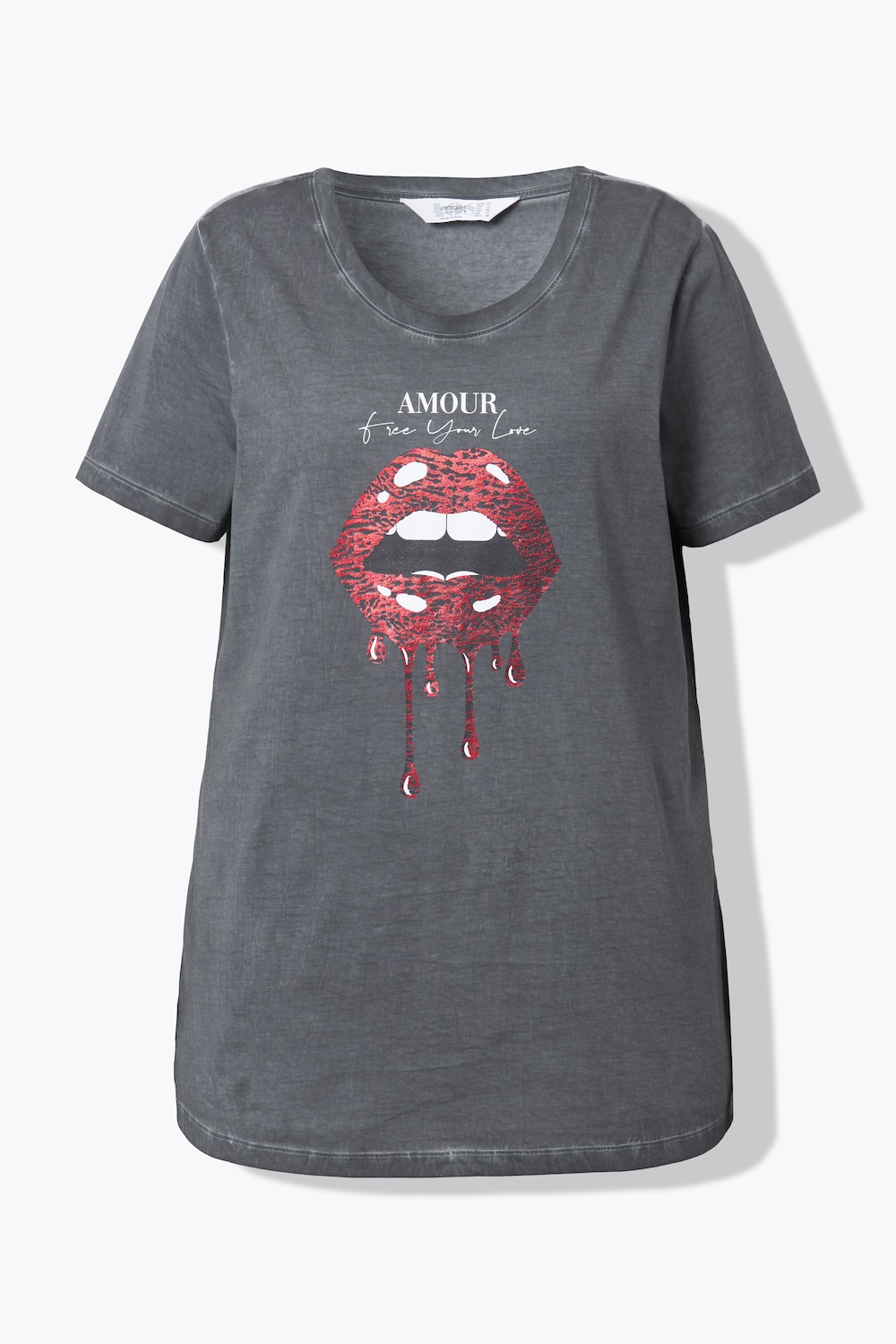 Stora storlekar T-shirt, Dam, grå, storlek: 52, Bomull, Angel of Style