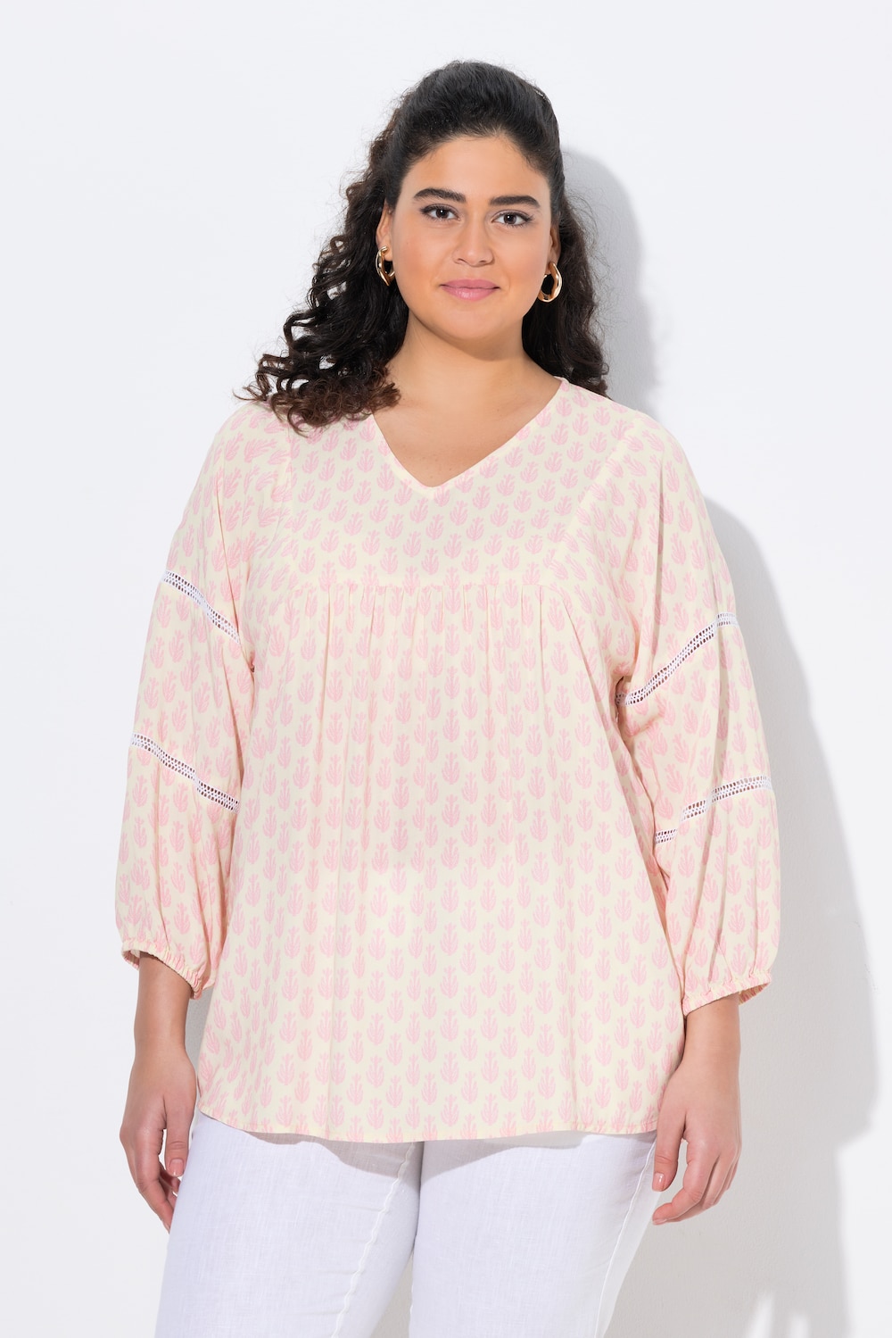 Große Größen Bluse, Damen, beige, Größe: 50/52, Viskose, Ulla Popken