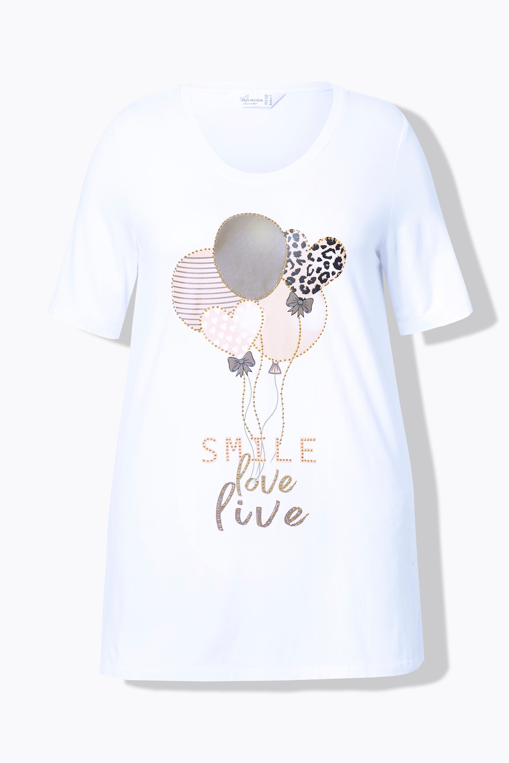 Stora storlekar T-shirt, Dam, vit, storlek: 42, Viskos, Mia Moda