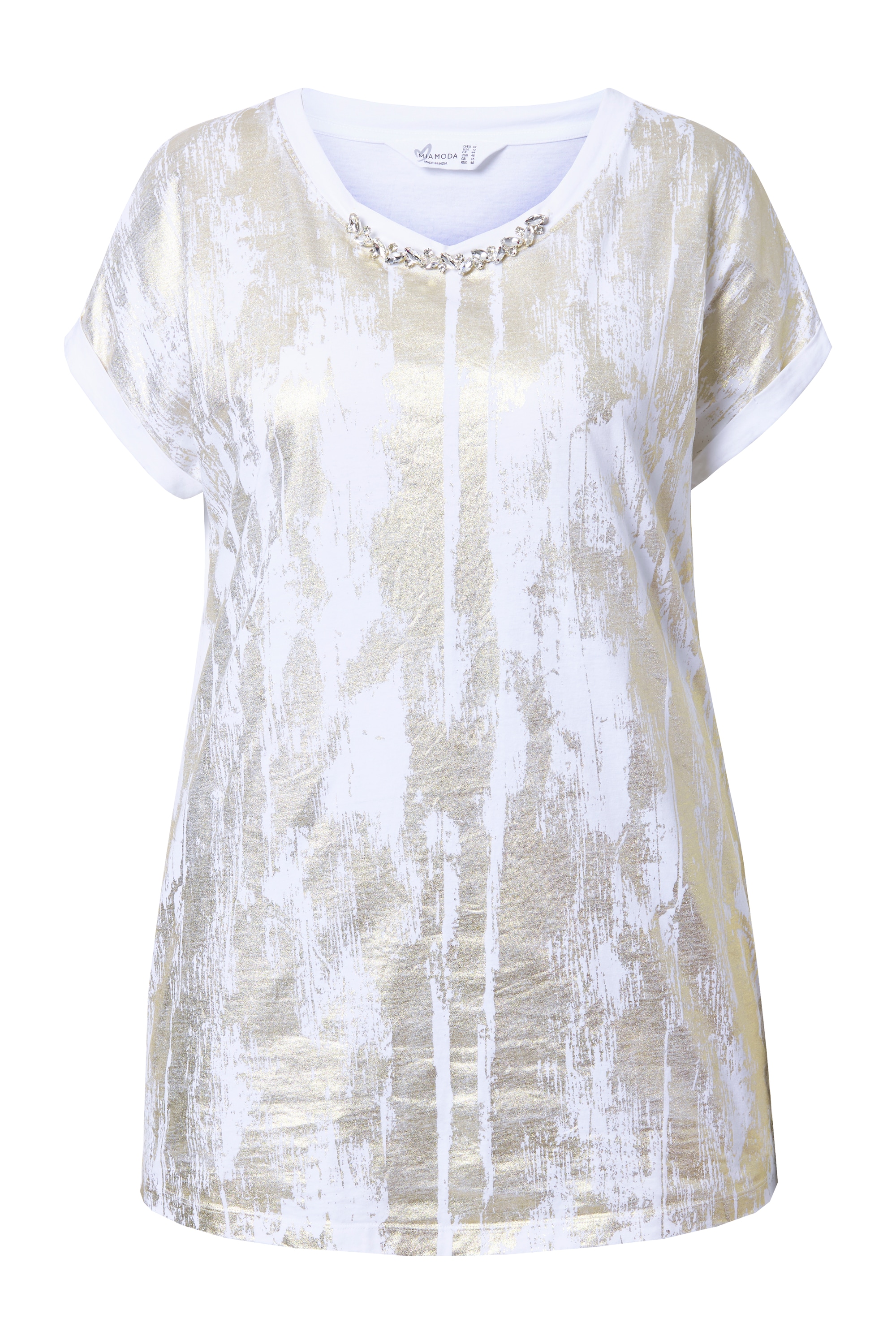 MIAMODA Damen große Größen T Shirt Golddruck Kette am Ausschnitt 839262