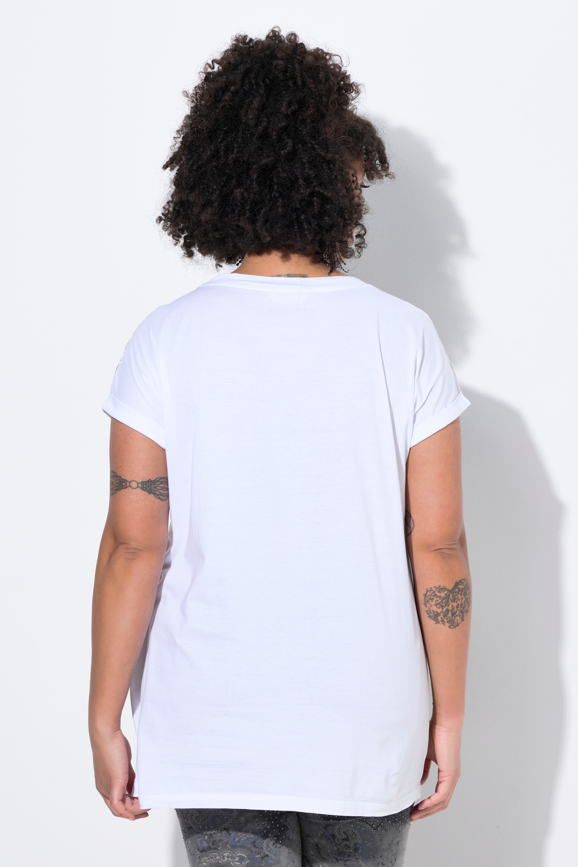 MIAMODA Damen große Größen T Shirt Golddruck Kette am Ausschnitt 839262