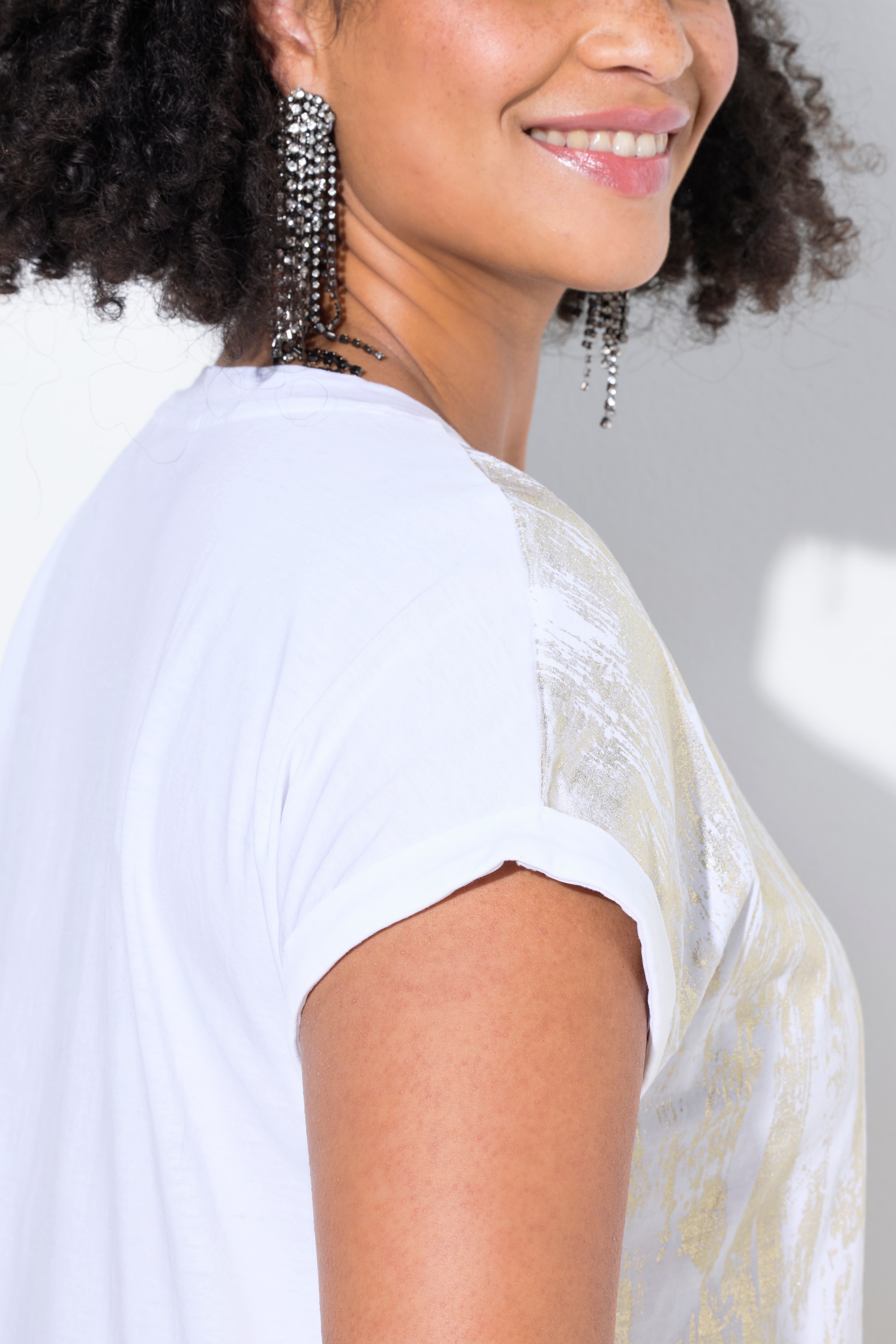 MIAMODA Damen große Größen T Shirt Golddruck Kette am Ausschnitt 839262