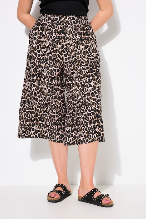 Culotte, Very Wide Legs, leopard, form med høyt liv