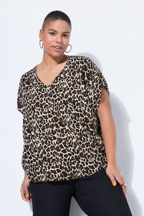 Blusenshirt, oversized, Leo, V-Ausschnitt