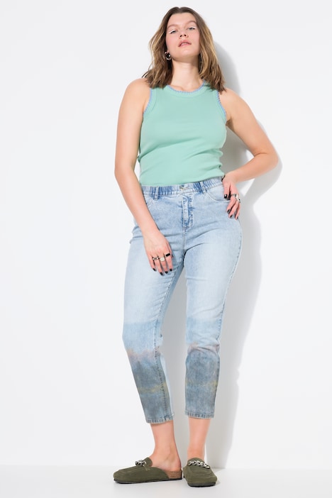 Mom-Jeans, bedruckter Saum, 5-Pocket