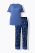 Pyjamas, blomster, v-hals, halvermer
