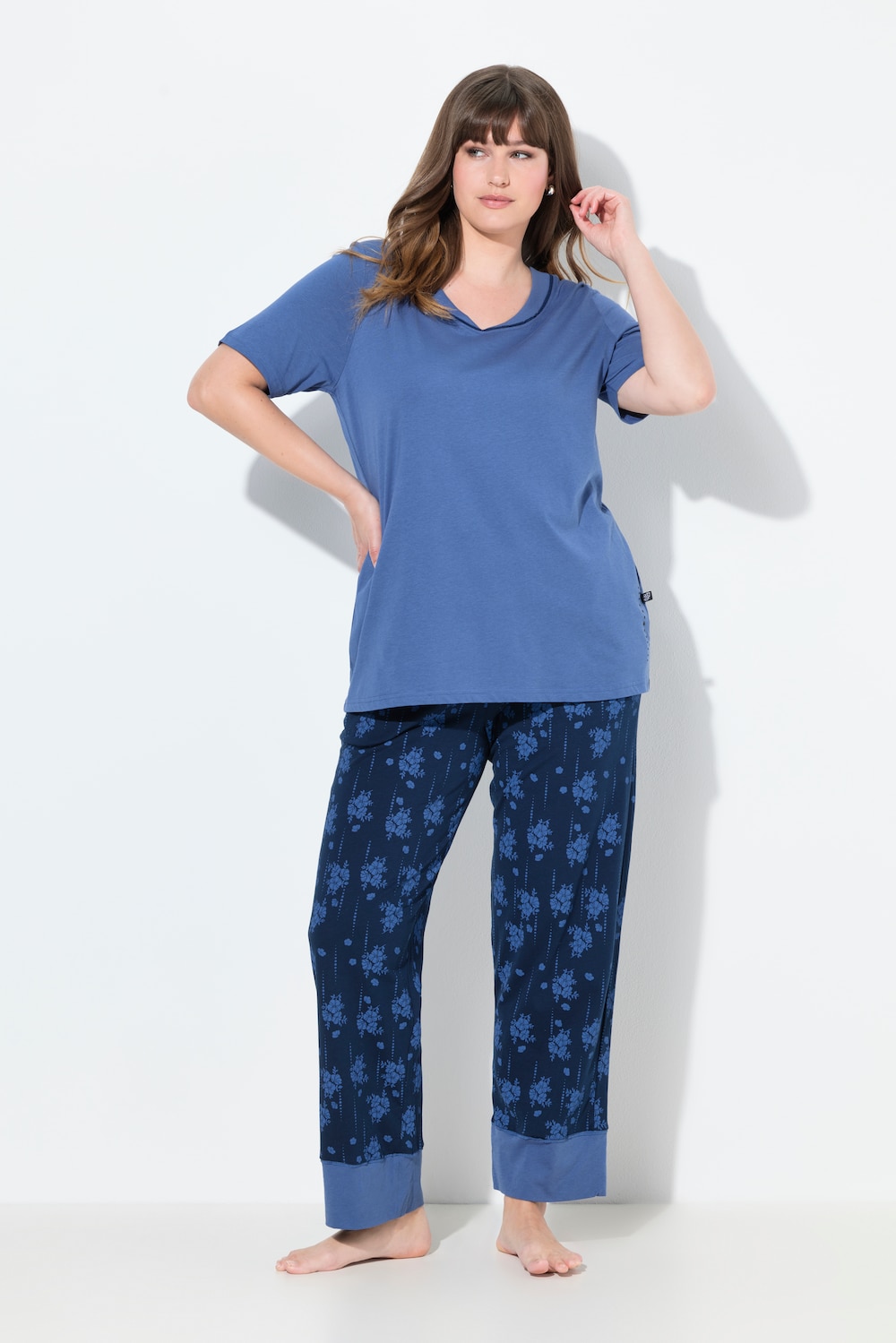 Große Größen Pyjama, Damen, blau, Größe: 58/60, Baumwolle, Ulla Popken