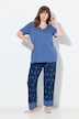 Pyjamas, blomster, v-hals, halvermer