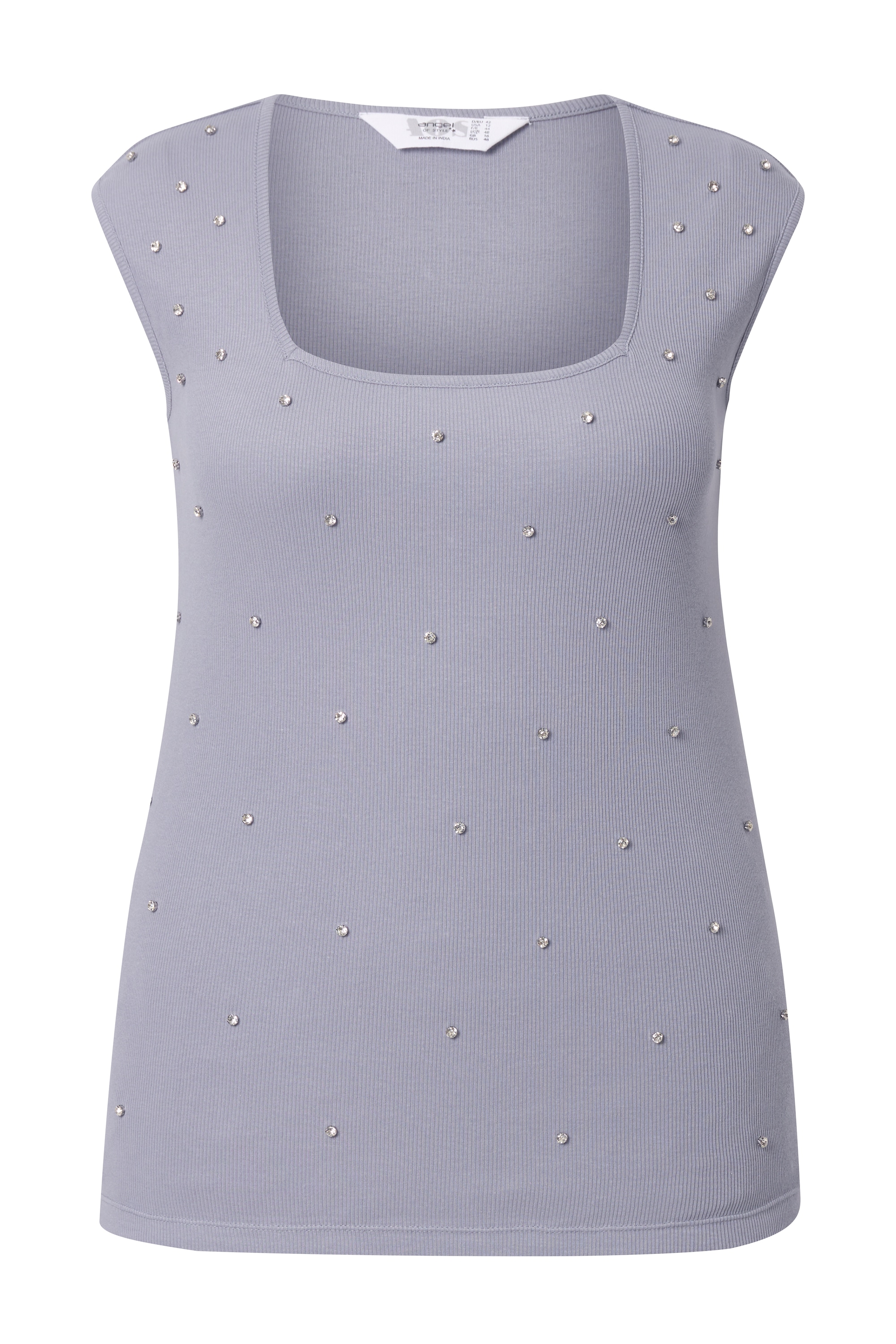 Angel of Style Damen große Größen Rippshirt Slim Fit Ziersteinchen 839285