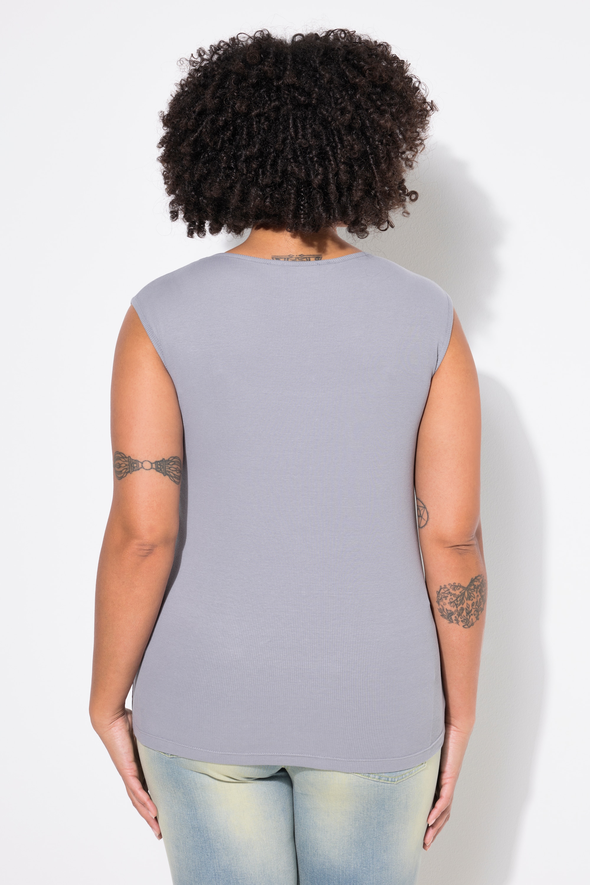 Angel of Style Damen große Größen Rippshirt Slim Fit Ziersteinchen 839285