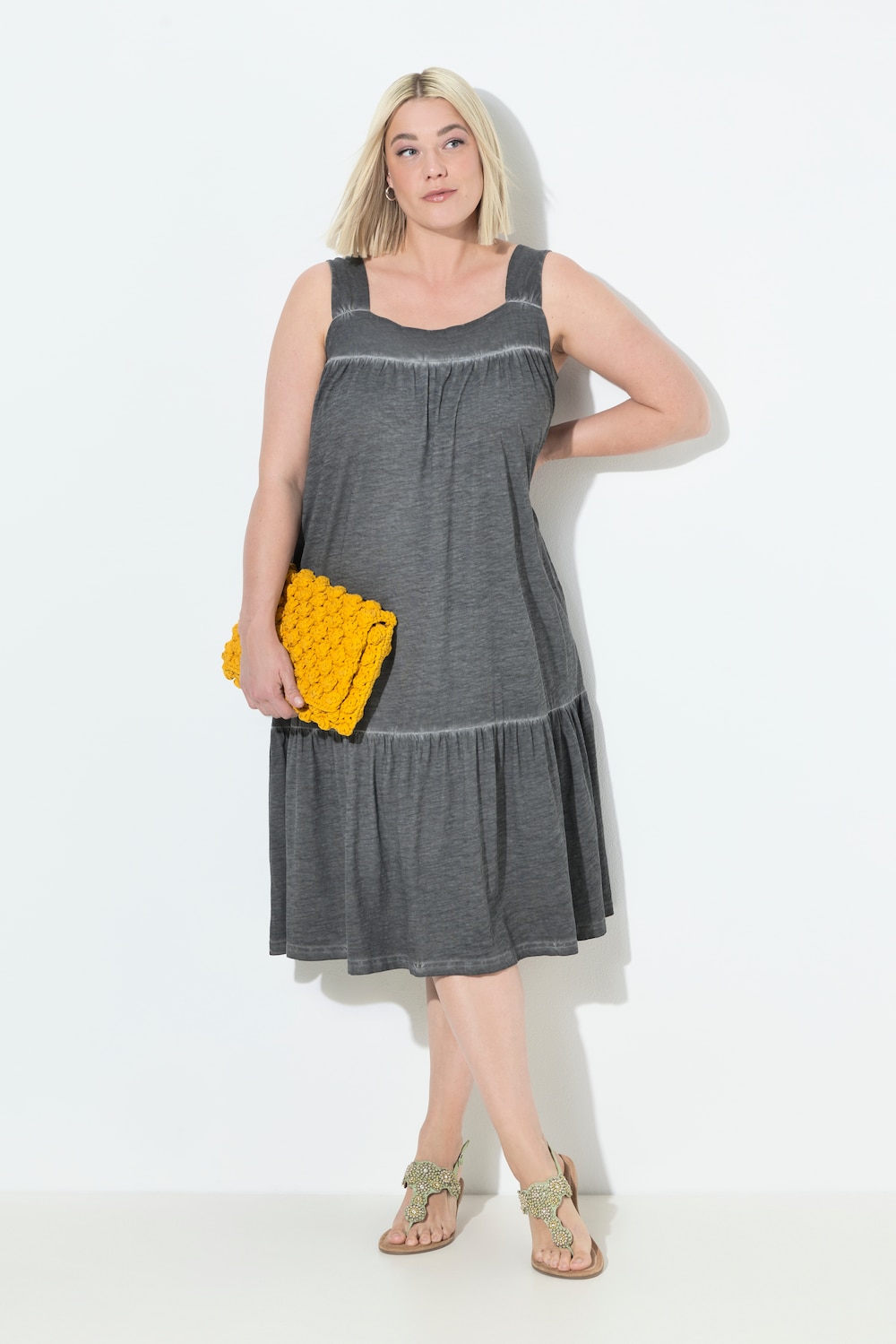Große Größen Jerseykleid, Damen, grau, Größe: 58/60, Baumwolle, Ulla Popken