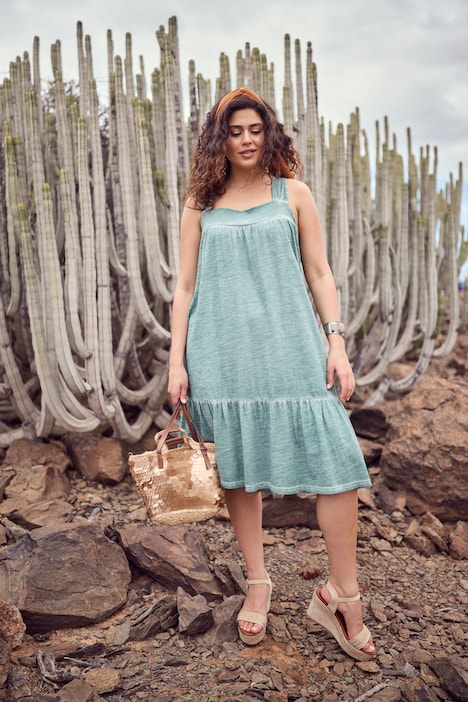 Jerseykleid, cold dyed, A-Linie, Rundhals, ärmellos