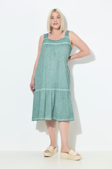 Robe en jersey, cold dyed, coupe évasée, col rond, sans manches
