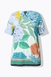 Slinkyshirt, Blüten, A-Linie, V-Ausschnitt, Halbarm