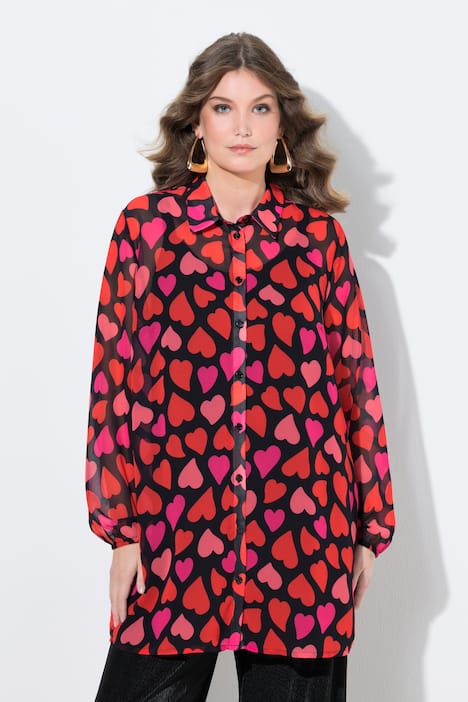 Bluse, A-Linie, Chiffon, Punkte/floral