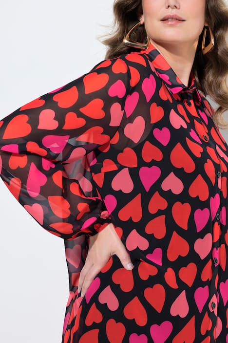 Bluse, A-Linie, Chiffon, Punkte/floral