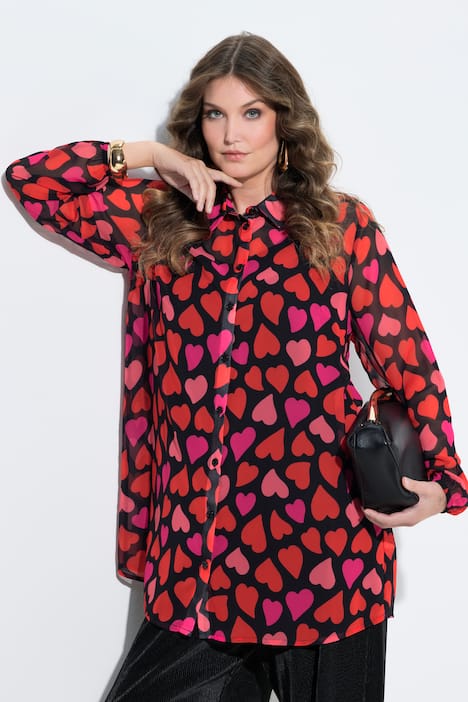 Bluse, A-Linie, Chiffon, Punkte/floral