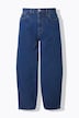 Ballonjeans, donker denim, high waist, 5-pocket
