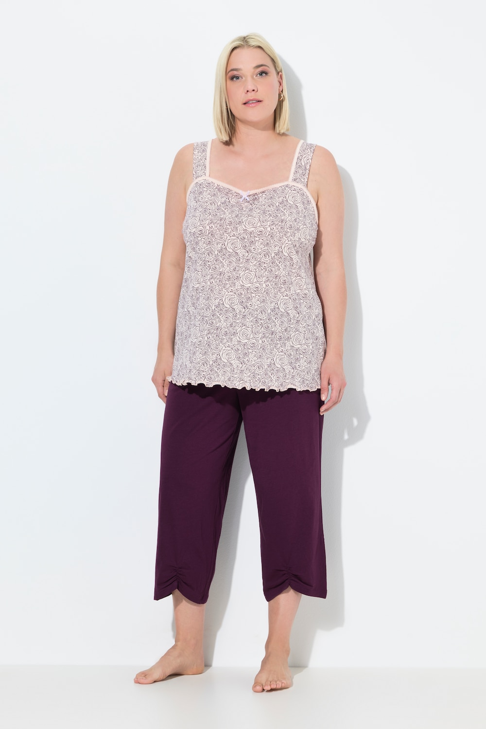 Thumbnail - Große Größen Pyjama, Damen, rosa, Größe: 46/48, Baumwolle, Ulla Popken