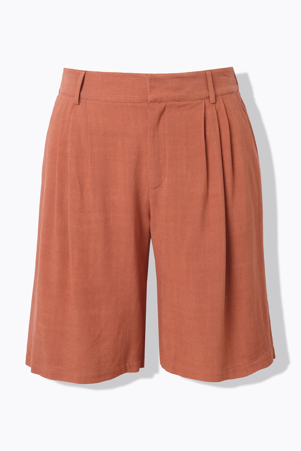 Stora storlekar Långa shorts i linnemix, Dam, brun, storlek: 44, Polyester/Viskos/Linne, Studio Untold