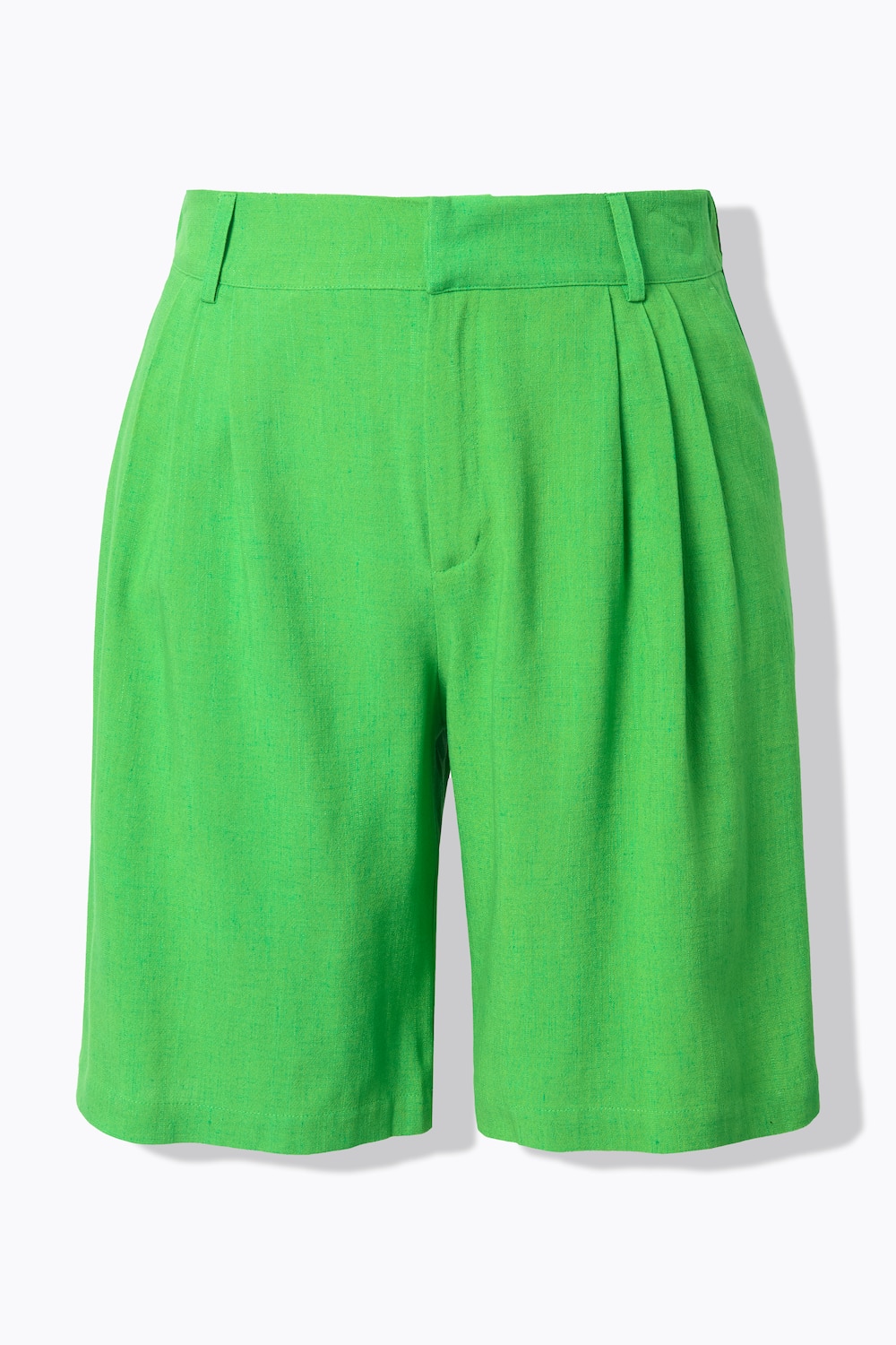 Stora storlekar Långa shorts i linnemix, Dam, grön, storlek: 50, Polyester/Viskos/Linne, Studio Untold