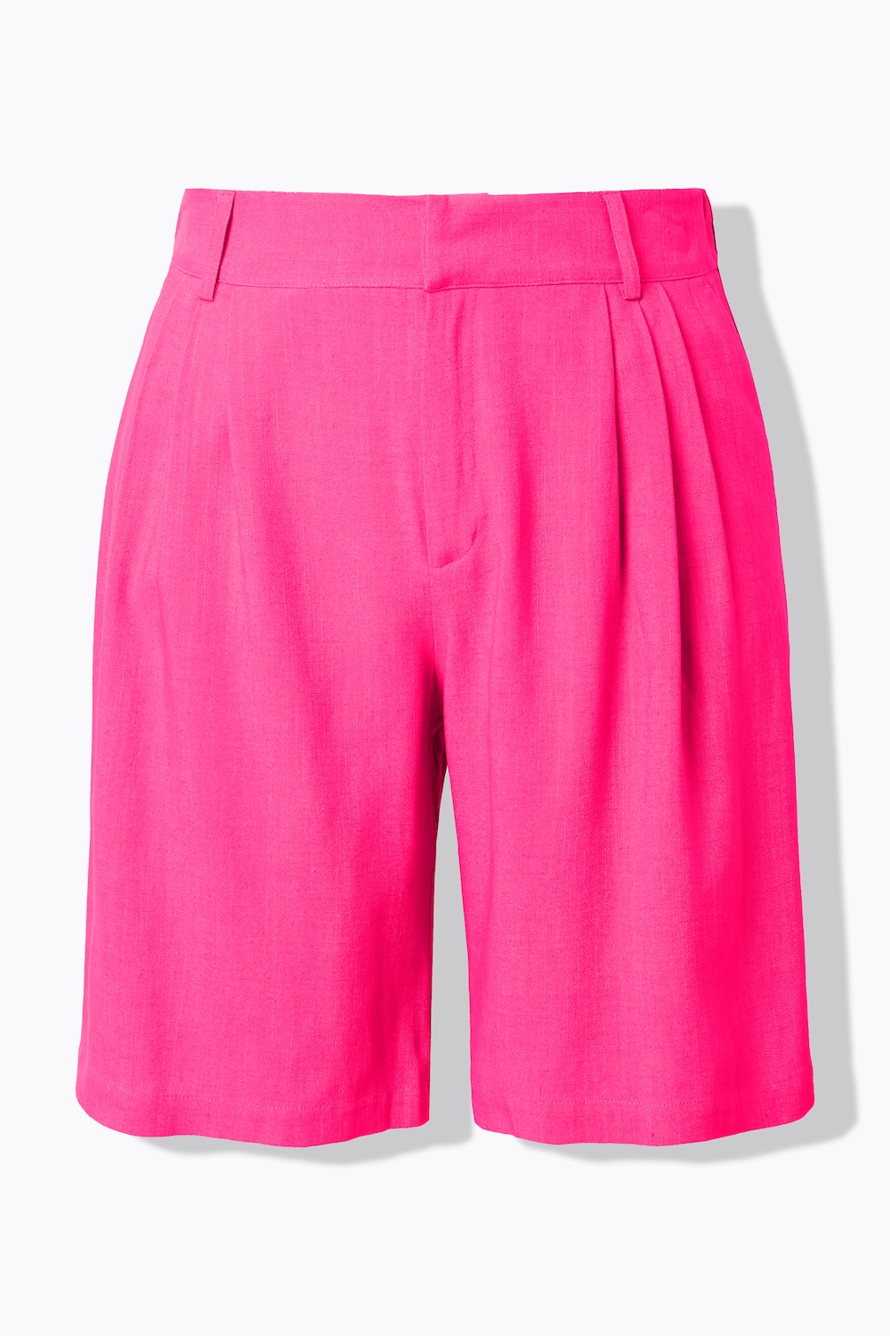 Stora storlekar Långa shorts i linnemix, Dam, rosa, storlek: 46, Polyester/Viskos/Linne, Studio Untold
