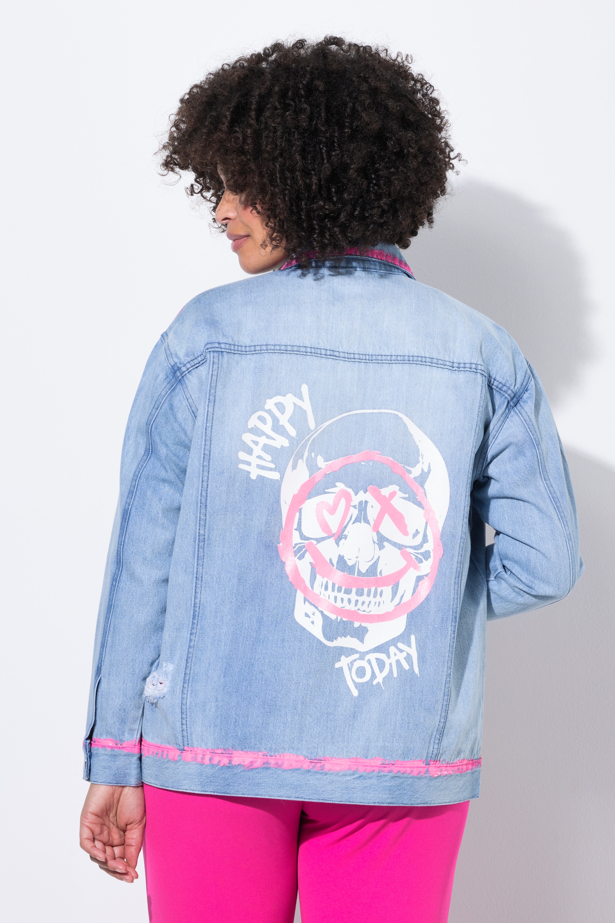 Angel of Style Damen große Größen Jeansjacke oversized Schriftzug