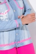 Jeansjakke, oversized, skrifttræk, neonkanter