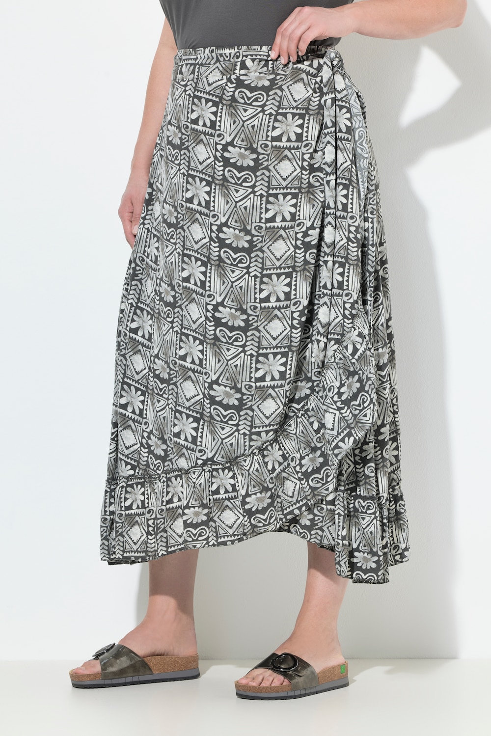 Große Größen Maxirock, Damen, grau, Größe: 58/60, Viskose, Ulla Popken