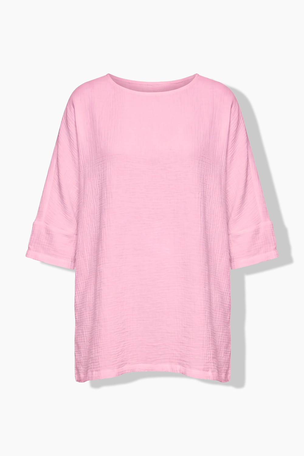 Bluse, oversized, Musselin, 3/4-Ärmel