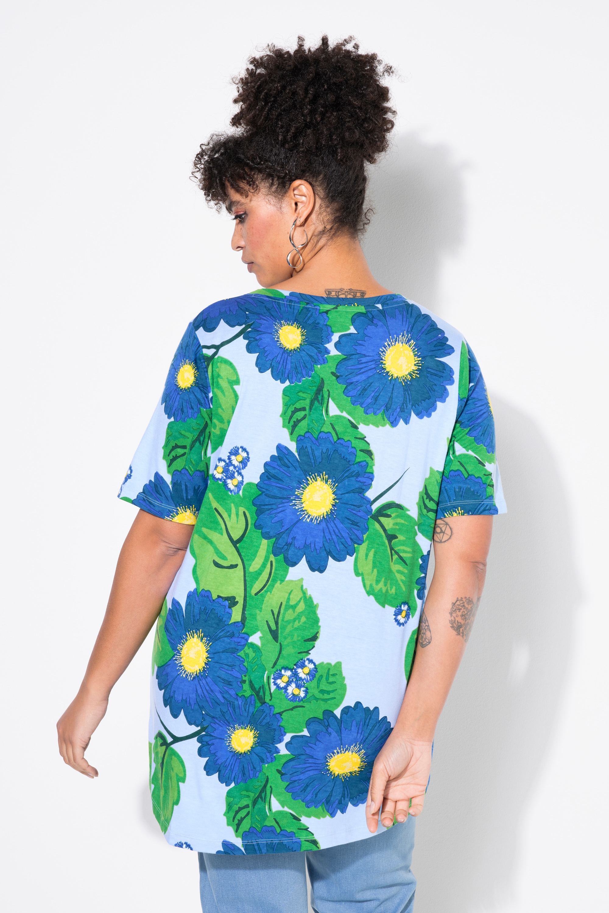 MIAMODA Damen große Größen T Shirt A Linie Blumenmuster 839318